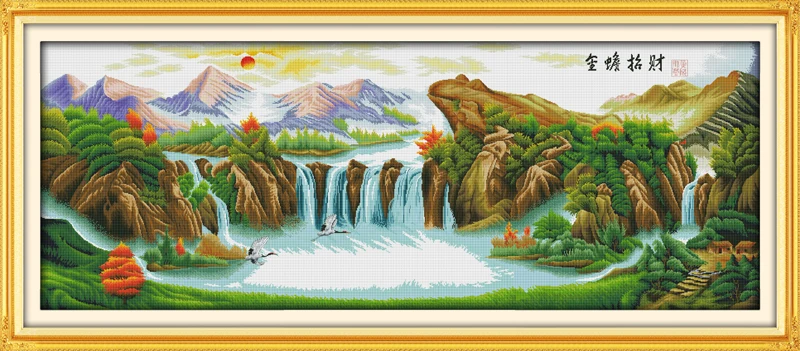 Golden toad bring money cross stitch kit 14ct 11ct count printed canvas stitching embroidery DIY handmade needlework