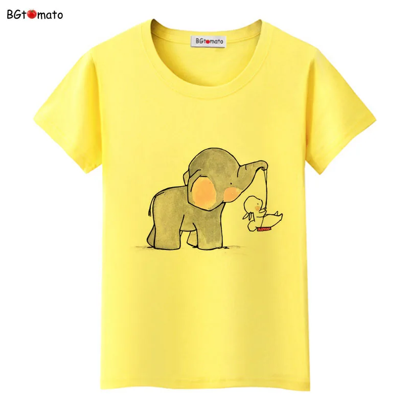

Elephant printing personality cartoon t shirts for women lovely creative summer shirts Good quality soft tops