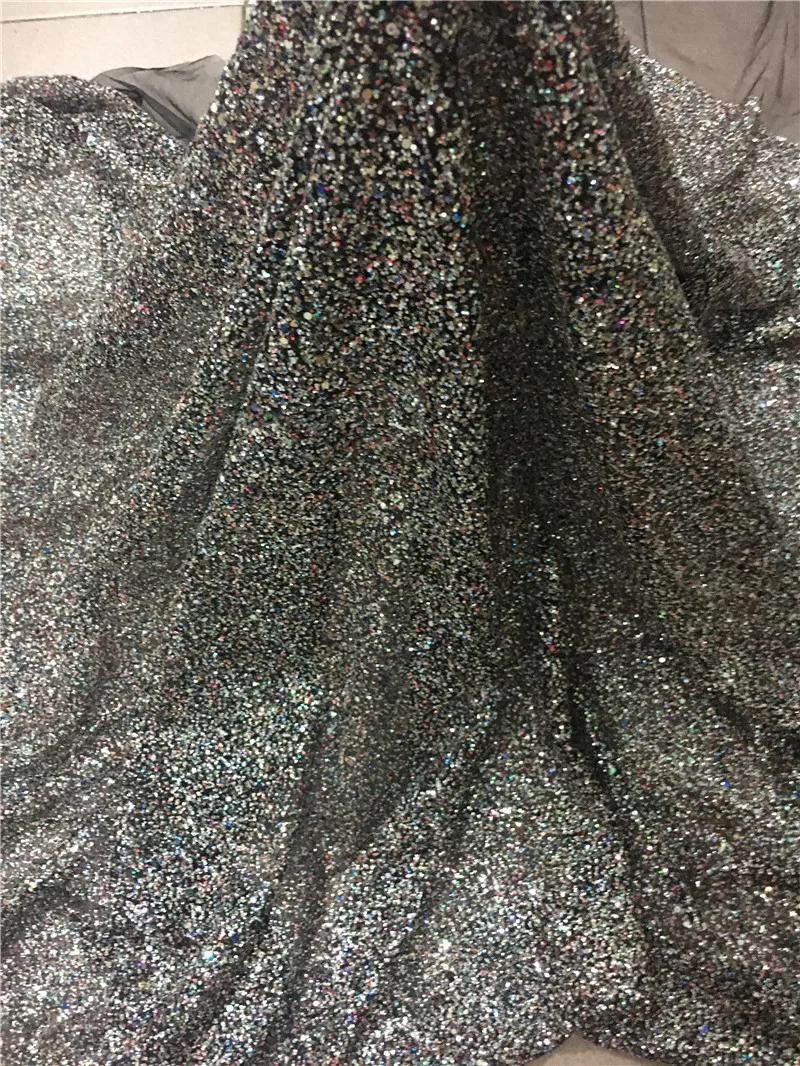 5 yards glued glitter lace fabric on sale embroidery mesh material H-181089 for evening dress