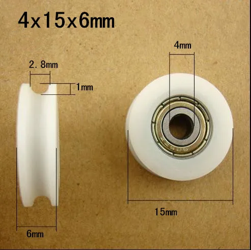 

4X15X6 Sliding Glass Door Roller Groove Bearing - nylon U Groove pulley wheels roller