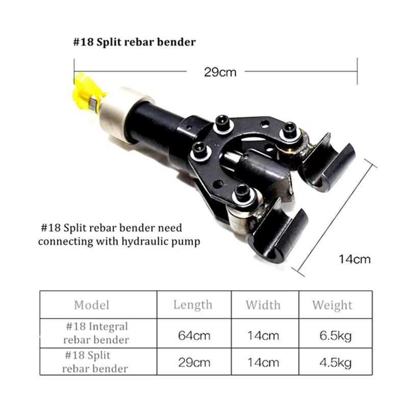 Split Type Rebar Bender 18mm Hydraulic Reinforced Steel Bar Bending Tools Construction Iron Rod Powerful Winding 90 Degree