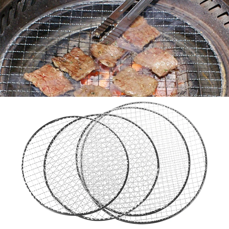VFGTERTE 26/28/30/33cm BBQ Grill Round Grilling Meshes kitchen Outdoor Camping Vegetables Fish Seafood Cooking BBQ Tools