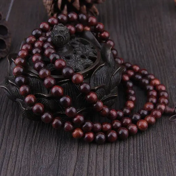 8mm Natural Indonesia Red Sandalwood Beads 108 Mala Loose Spacer Suanzhi Bead ,Meditation Prayer Japa Buddha Jewellery Finding