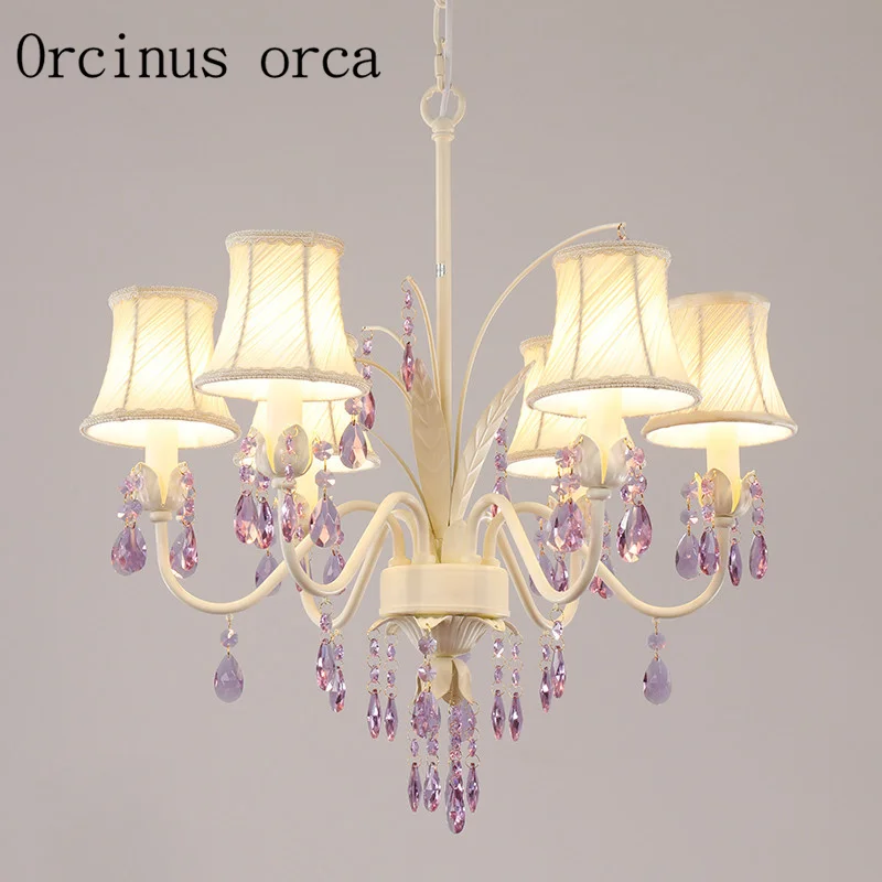 American garden pink crystal chandeliers Princess rooms girls'  dining rooms European style candles chandeliers