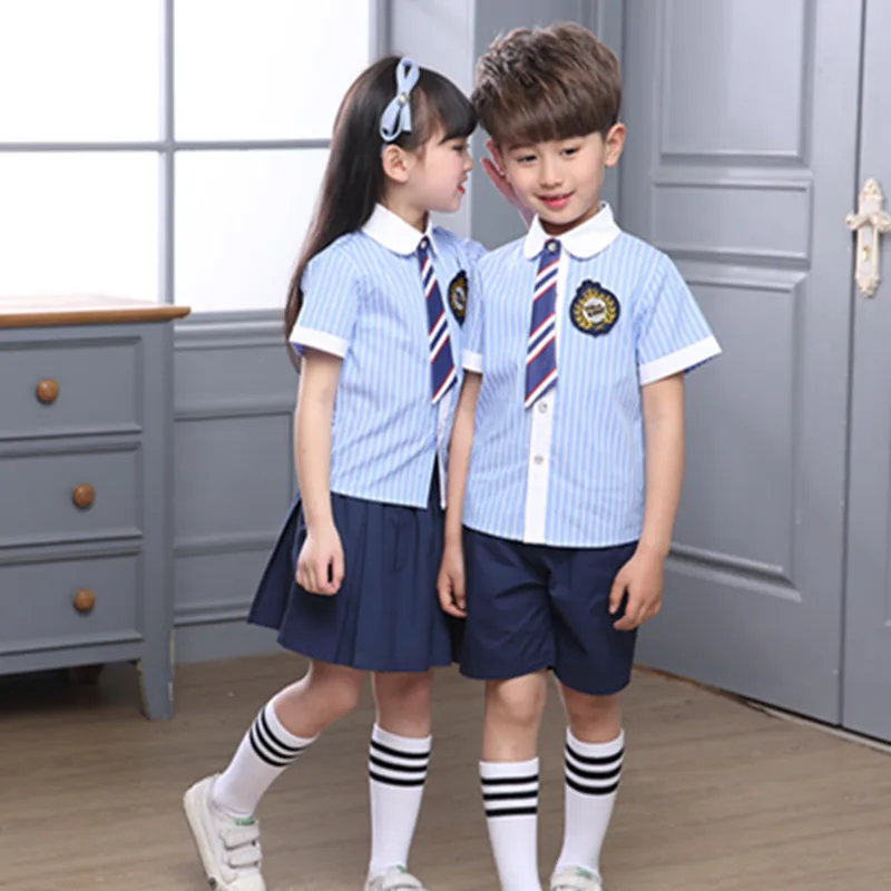Children's Summer School Wear Short Sleeve Graduation Girls Kindergarten Schoo Uniform Kids Primary Kindergarten Uniforms D-0520