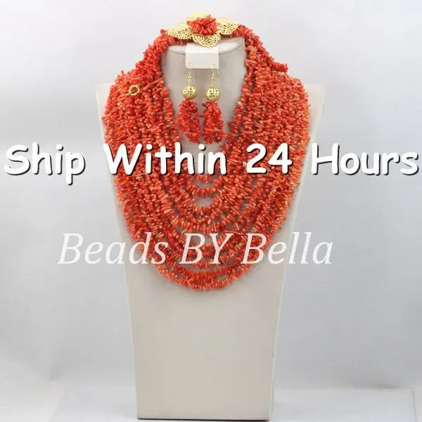 Marvelous 10 Layers Pink Coral Beads Jewelry Set African Wedding Bridal Jewelry Set Wedding Gift Set New Free Shipping ABC650