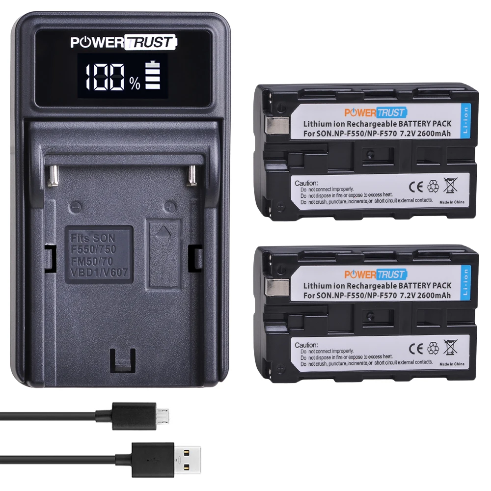 2 szt. 2600 mAh NP-F550 NP-F330 NP-F530 NP-F570 bateria + nowa ładowarka LED USB do Sony CCD-SC55 CCD-TRV81 MVC-FD81