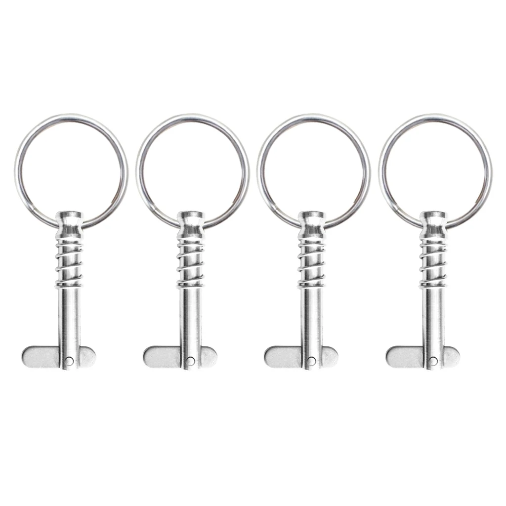 4 Pieces Boat Bimini Top Fitting Hardware Spring Loaded Quick Release Pins 1/4' 316 stainless steel with Pull Ring