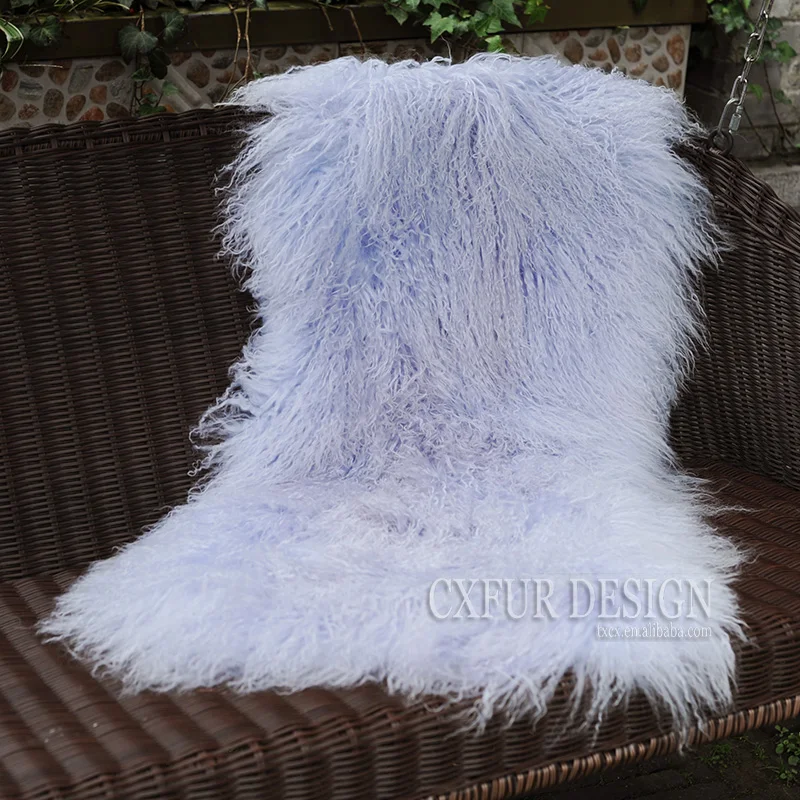 CX-D-24U Great Quality Mongolian Lamb Fur Blankets Real Fur Carpet