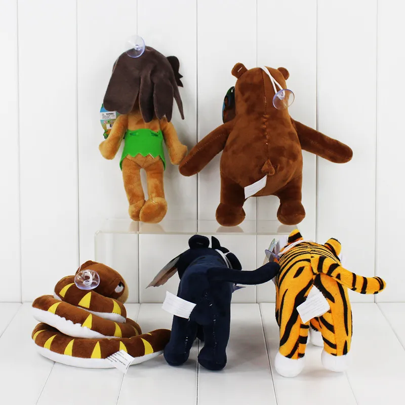 5pcs/lot 22cm 9\'\' Movie The Jungle Book Plush Toys Mowgli Tiger Snake Bear Leopard Soft Stuffed Animals Figure Toys