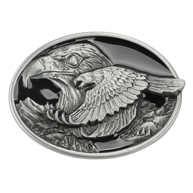 Simple point paint eagle belt buckle oval leather lead its wings