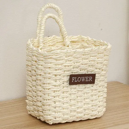 Straw Storage Basket Desktop Key Basket College Mobile Phone Basket Bathroom Japanese Zakka Hanging Basket New Products