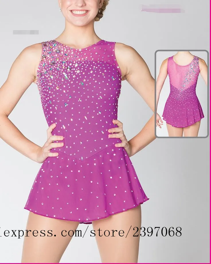 

Purple Pink Ice Skating Dress Girls Competition Figure Dresses Girls Figure Skating Dress New Ice Dresses 2018 Custom FG80