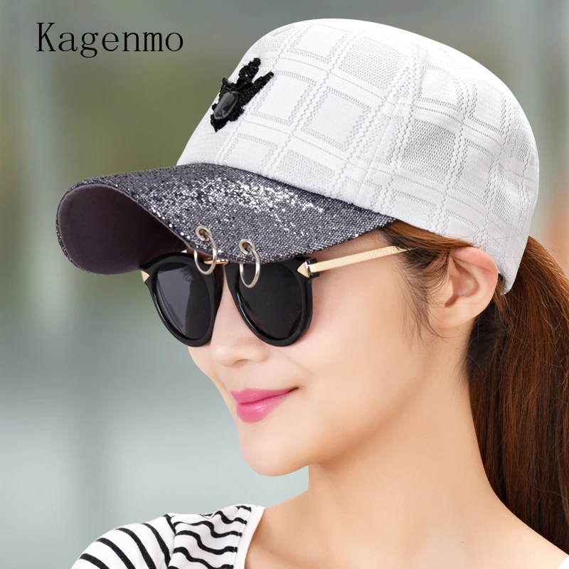 Kagenmo Fashion Retro Metal Ring Baseball Cap Women Skateboard Hipster Hip Hop Visor Cool Hat