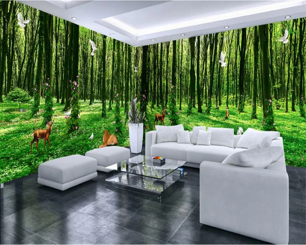 beibehang Silk cloth wallpaper fantasy forest all kinds of animals flower vine full house background wall papel de parede tapety