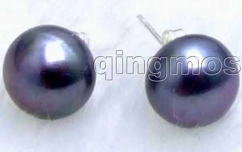 SALE Great 11-12mm High Quality Freshwater Pearl Earring Silver Stud-ear256 wholesale/retail Free shipping