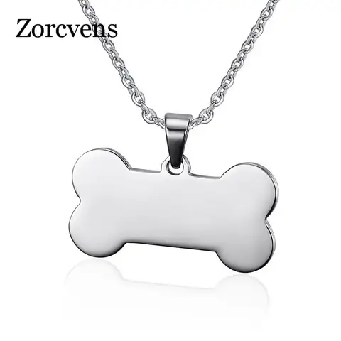 ZORCVENS-collar de acero inoxidable con colgante en forma de hueso para perro, joyería de amor para mascotas