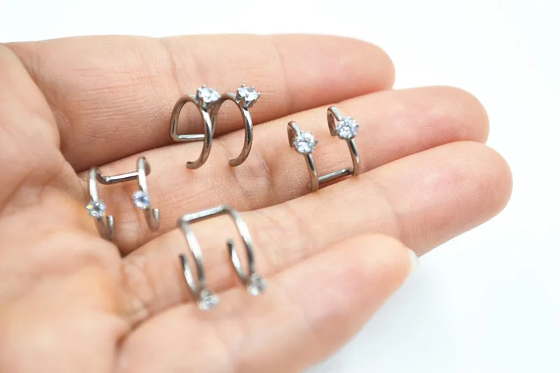 20pcs Stainless Steel Ear Cuff  CZ Wrap Clip On No Hole Earrings Clip Models For Women/Men Non Piercing Jewelry