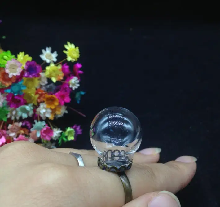 5pcs 20*12mm clear glass globe ring lace tray finding set glass bubble jars glass vial diy vcraft rings glass cover dome finding