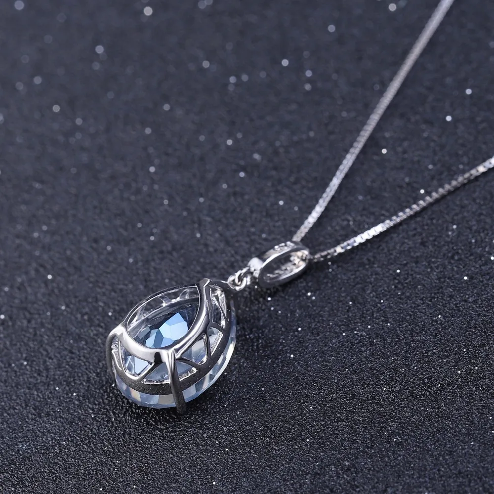 GEM\'S BALLET 925 Sterling Silver Jewelry 10.68Ct Natural Iolite Blue Mystic Quartz Pendant Necklace for Women Wedding Jewelry