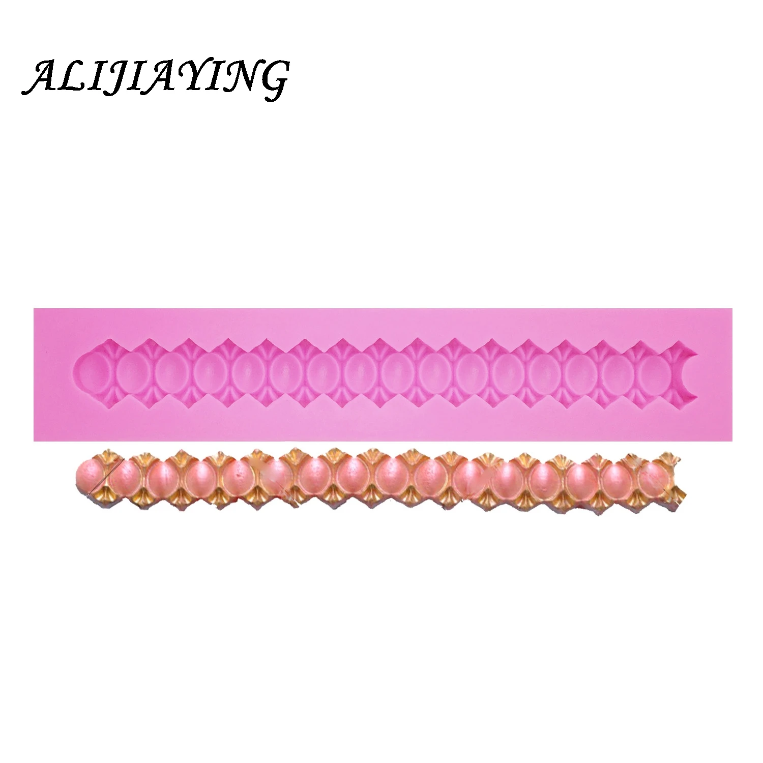 1Pcs Long pearl Shaped Strip lace Cake border Silicone Mold Cake Decoration tools Fondant Cake Mould polymer clay molds D0339