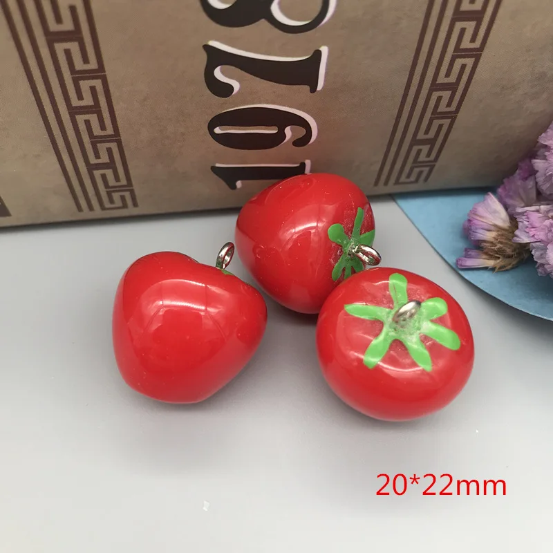 10pcs,Cute resin  tomato pendant for jewelry/phone/key chain decoration,DIY.20*22mm