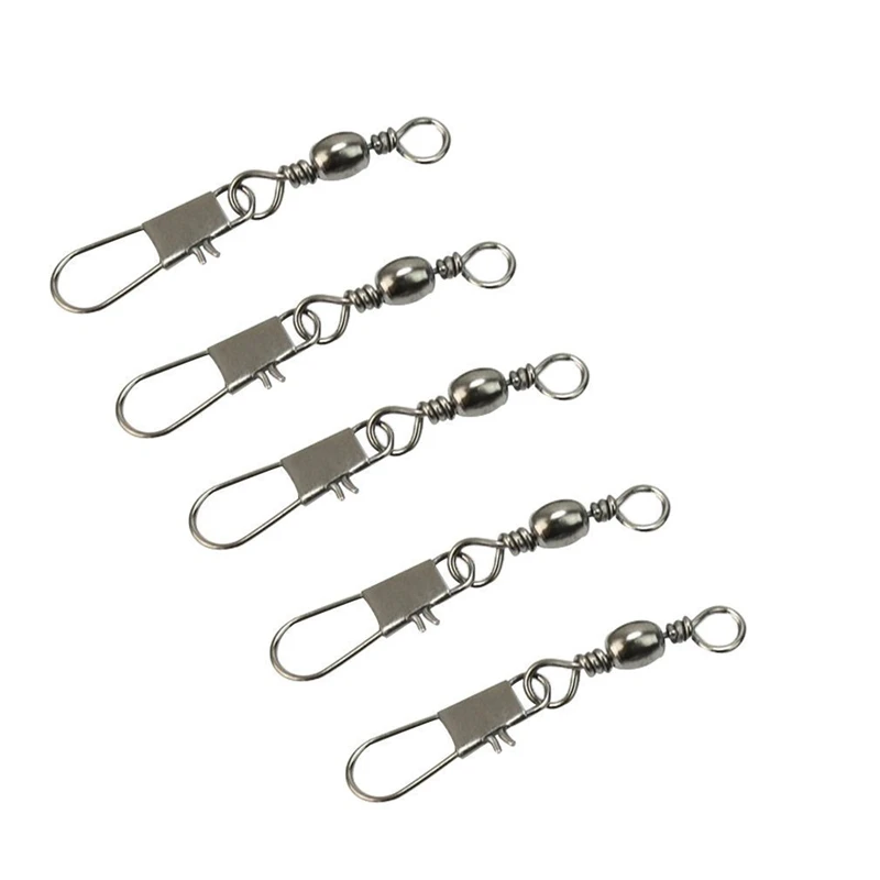 HiUmi Fishing Connectors Pin Barrel Swivel with Safety Snap Ring for Angling Solid Fishing Accessories