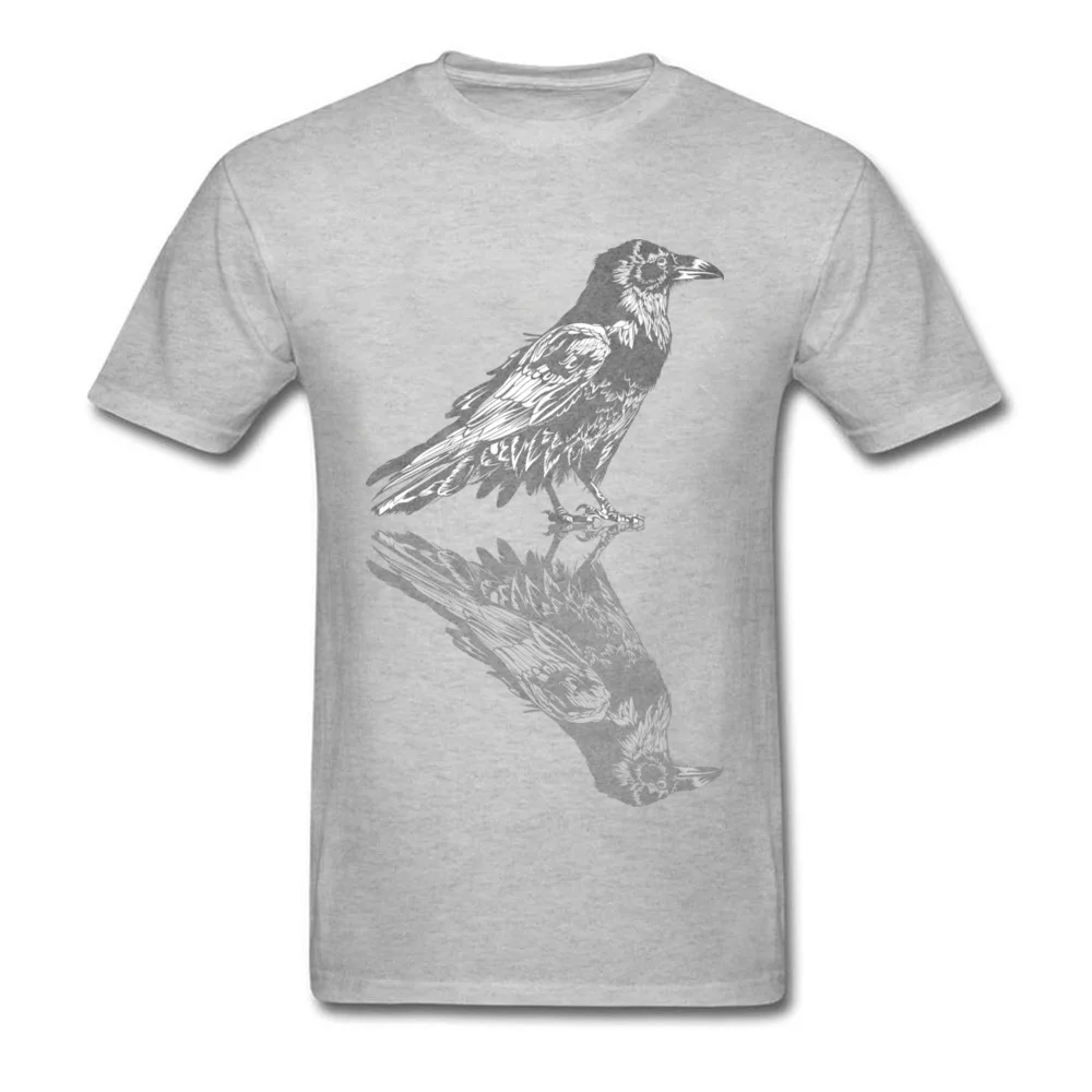 Mirror Dual Raven Print Men Black Grey T-shirt Cotton Top T Shirt Custom For Father's Day High Quality Gift Tee Personalized