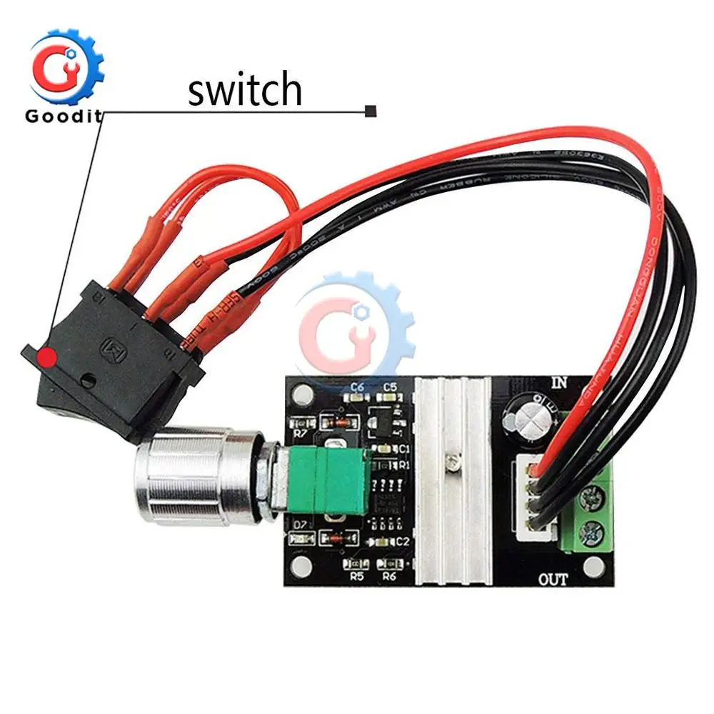 6V 12V 24V 28V 3A 80W DC Motor Speed Controller (PWM) Speed Adjustable Reversible  Control Potentiometer Switch