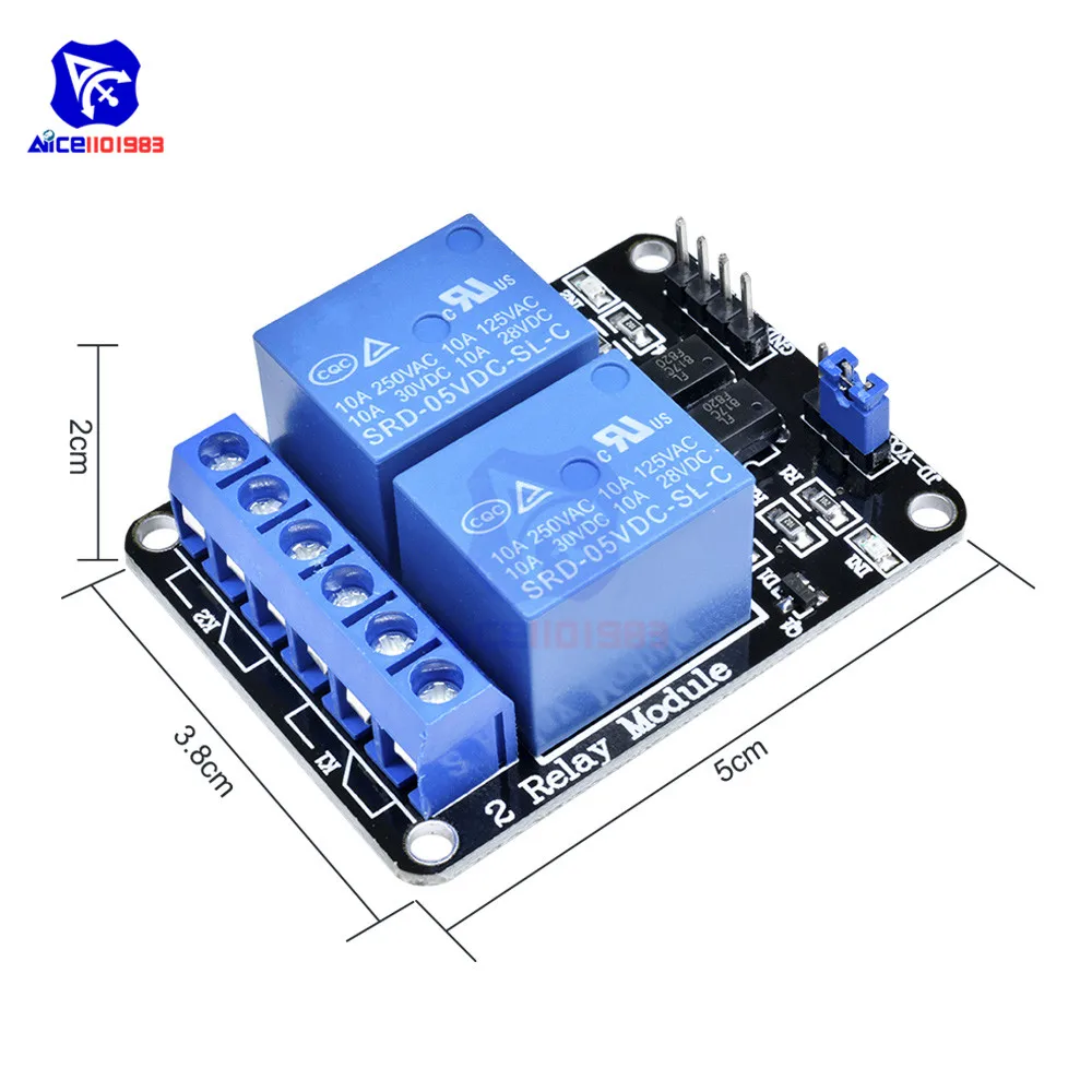 2 CH DC 5V Relais Modul mit Optokoppler Low Level Trigger für Arduino R3 MEGA 2560 1280 DSP ARM PIC AVR STM32 Raspberry Pi