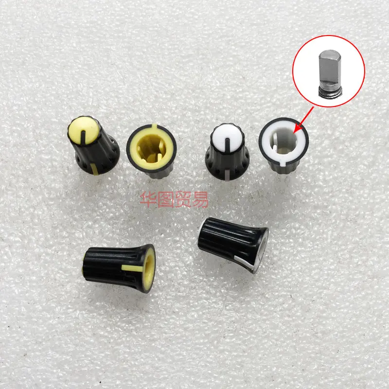 6pcs 90 degree indication rotary potentiometer plastic knob cap / Volume Mixer disc player equalizer half shaft knob 16.5mm*12mm