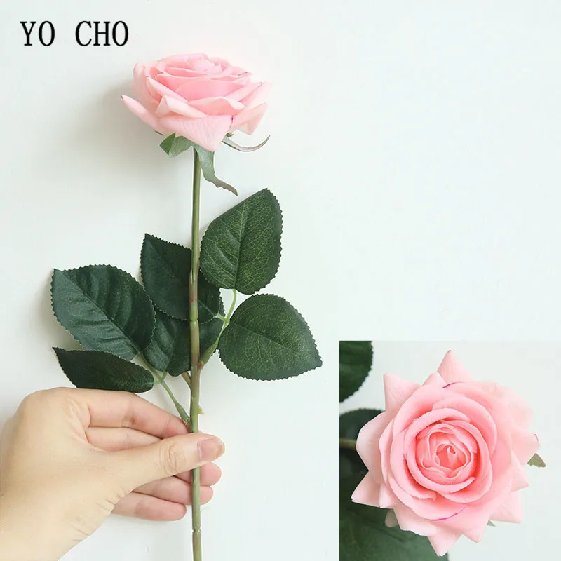 YO CHO Artificial Flowers Silk Artificial Roses Pink Red White Wedding Bouquets Fake Peonies Home Party Decoration Fake Flowers image 3