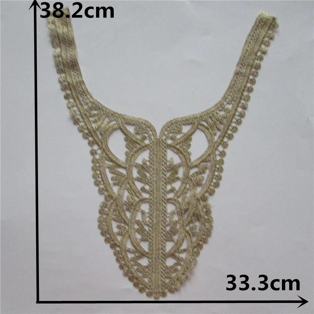 Fashion style golden Lace Collar Neckline Venise Applique Embroidery Sewing on Patches DIY Fabric Clothing Accessories YL196
