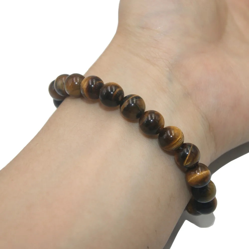 Fashion 6 8 10MM Natural Stone Bracelet for Women Men Tiger Eye Amythests Turquois agates Beaded Yoga Stretch Bracelets Bangles