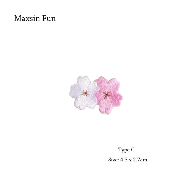 Maxsin Fun 10PCS Cheap Small Cherry Flower Patches Clothing Embroidery Iron On Applique For Kids Bags Dress Fabric Stickers