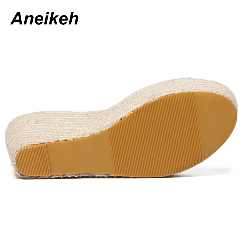 Aneikeh 2023 Fashion Summer PU Women\'s Vulcanize Shoes Transparent Slip-On Shallow High Heels Office Solid Pink Black Size 34-40