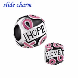 2022 New Valentine's Day Gift of Love of Fashion Pink Breast Cancer Ribbon Charm Beads Fit Pandora Bracelet