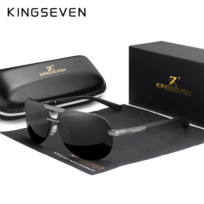 KINGSEVEN BRAND DESIGN New Polarized Rimless Sunglasses Men Women Driving Pilot Frame Sun Glasses Male Goggle UV400 Gafas De Sol