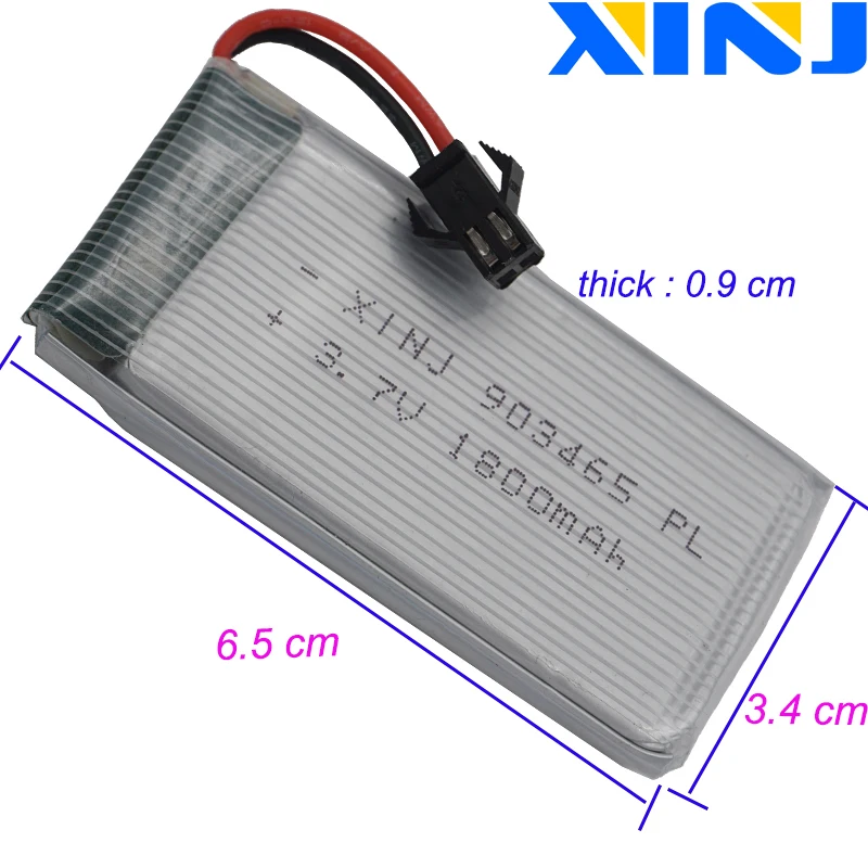 2pcs 3.7V 1800mAh 6.66Wh 25C Rechargeable Li Lithium Polymer Battery 903465 LiPo SM Plug For Model Vehicle RC Quadcopter Drone