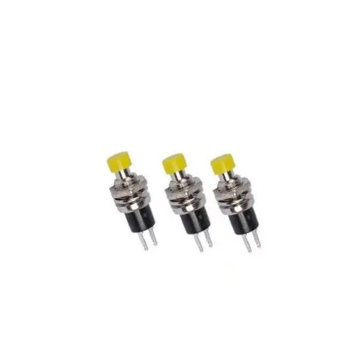 5 PCS Lockless Momentâneo ON/OFF Botão Amarelo Mini Interruptor PBS-110 novo