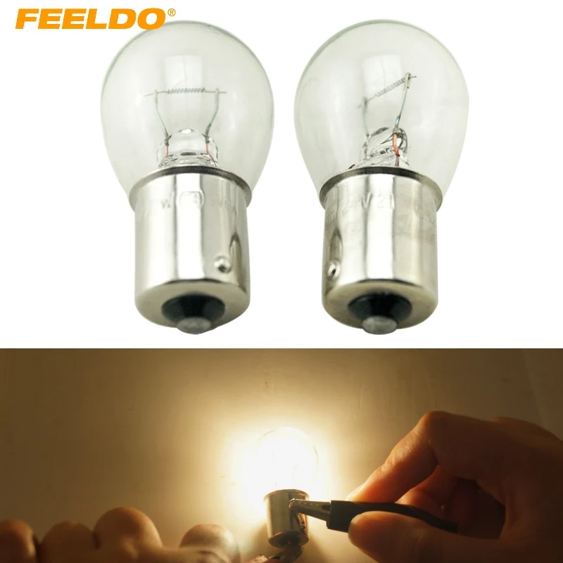 

FEELDO 100Pcs 24V 1156 BA15S S25 Auto Clear Glass Lamp Turn Tail Bulb Truck Bus Indicator Halogen Lamp #FD-1226