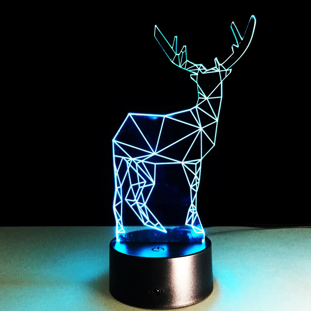 Christmas 3D visual reindeer night light Action figure Color-adjustable Wireless speaker Acrylic gifts A81