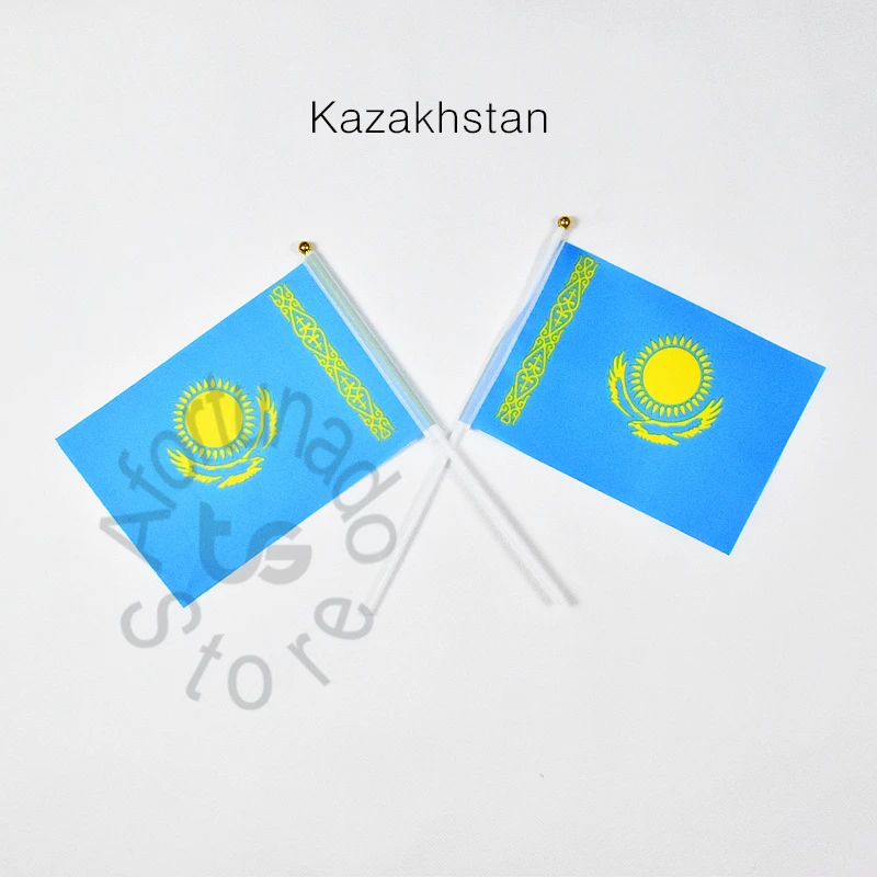 kazakhstan 14*21cm flag  Banner  hand waving National flag Home Decoration flag banner