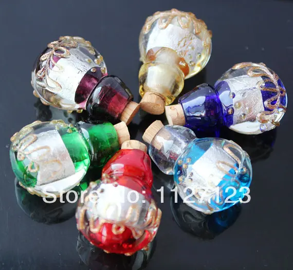 

15pcs Murano Glass Essential Oil Vial Bottle Gourd (22X30MM,Mixed Colors) Perfume bottle pendant necklace Fragrance Pendants