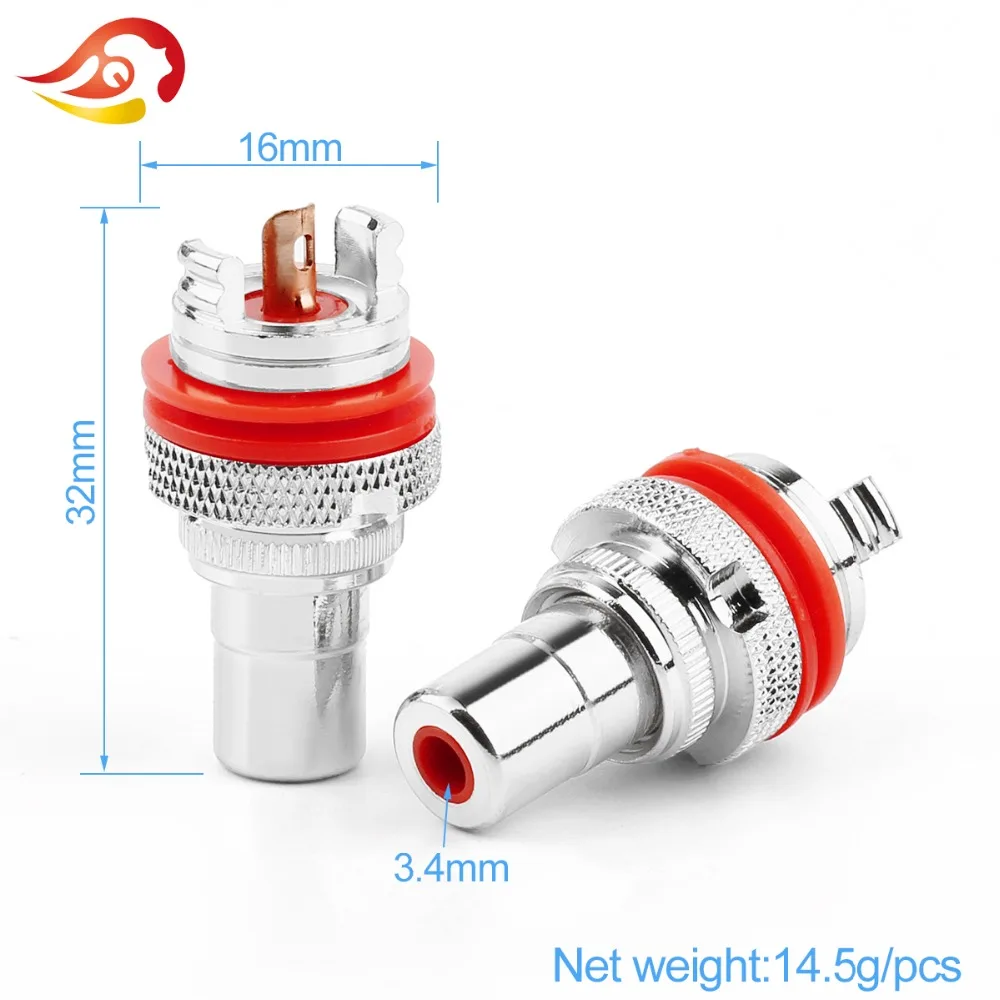 QYFANG RCA Female Socket Chassis CMC Connector Rhodium Plated Copper Jack 32mm Copper Plug Amp HiFi White Red Audio Jacks