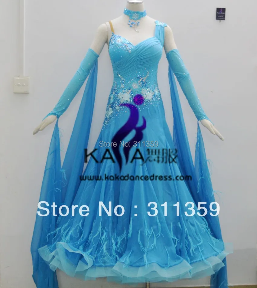 

KAKA DANCE B1404,New Ostrich Feather Ballroom Standard Dance Dress,Waltz Competition Dresses,Women,Girls Ballroom Dance Dress