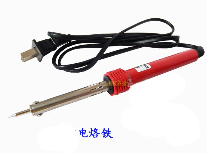 30W 2 Flat Pins Plug Red Plastic Handle Soldering Iron Tool AC 220-240V