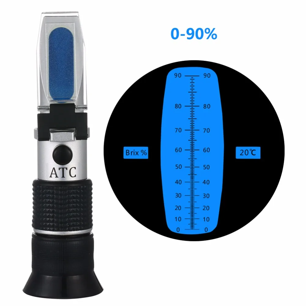 Handheld Wide-range 0-90% Brix Refractometer Honey Sugar Content Specific Measurement Tool use of Sugar Food Fruit Beverages