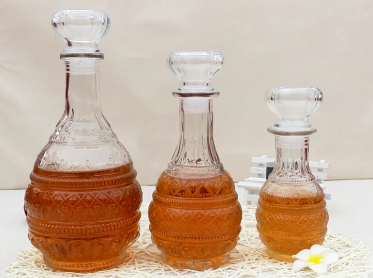 Garrafa de uísque de cristal e vinho com rolha, beber bar decanter, alta qualidade, elegante, novo, 1pc, 250ml, 500ml, 1000ml, J1086