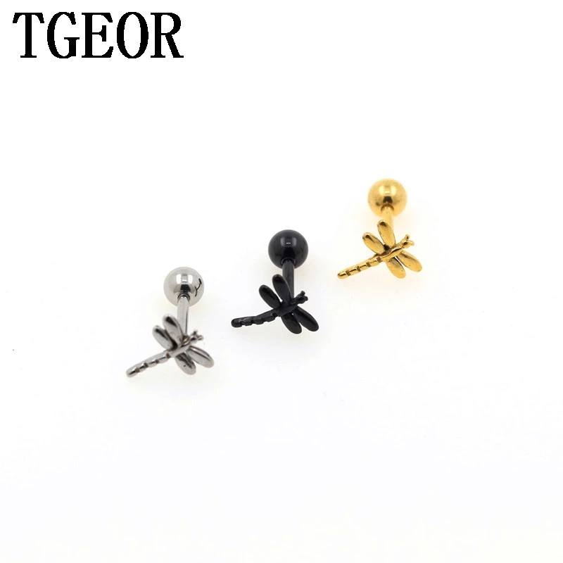 سحر التيتانيوم الألوان 1 زوج 16g الجراحية الفولاذ المقاوم للصدأ الصب اليعسوب الأذن الزنمة ثقب القرط